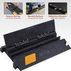 6 Pack 2-Channel Rubber Cable Protector Ramp, 17" x 10" x 1.8" inch Interlocking Floor Wire Cord Cable Cover, Visible at Night, Durable Rubber Speed Bump Hump Ramp (2-Channel 6 Pack)