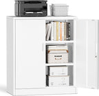Metal Garage Storage Cabinets，36" Steel File Cabinet with 2 Adjustable Shelves, Lockable Storage Cabinets for Office, Home, Garage, Warehouse 36" H x 32" W x 16" D (White)
