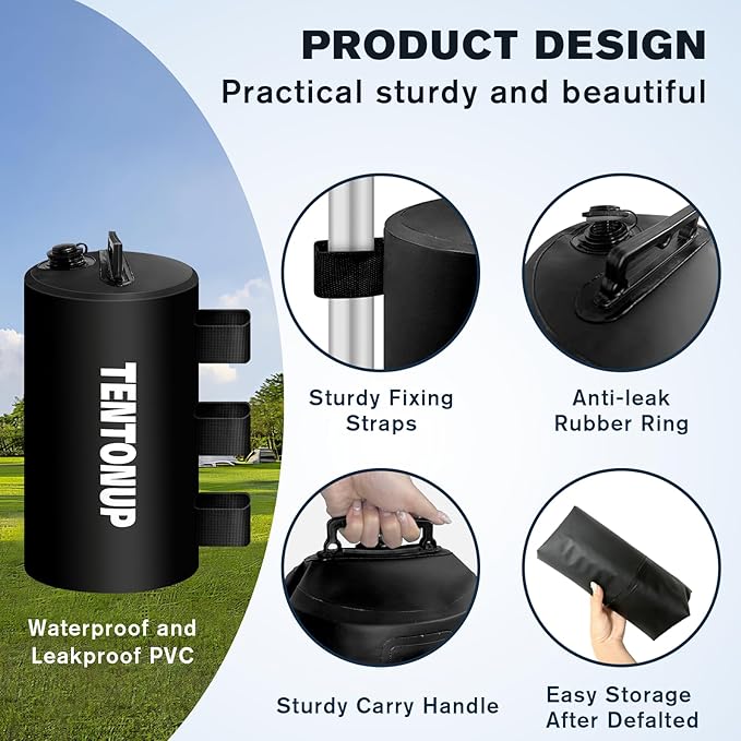 Canopy Water Weight Bags, 88 LBS Heavy Duty Canopy Weights Set of 4, Tent & Gazebo Leg Weights for Pop Up Canopy, Carport, Black