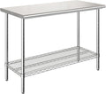 Seville Classics Commercial Work Table Island Utility Cart Prep Station, for Restaurant, Kitchen, Warehouse, Garage, Hotel, Home, Stainless-Steel Top NSF , 49" W x 24" D