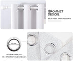 MIULEE Linen Blackout Curtains for Bedroom Solid 100% Blackout Thermal Insulated Grayish White Curtains Grommet Room Darkening Curtains/Drapes for Living Room 42x90 Inch (2 Panels)