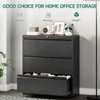 Filing Cabinet with Lock,Lateral File Cabinets 3 Drawer Metal Wide Filing Organization,Home Office School Furniture for Hanging Files Letter/Legal/F4/A4 Size,Black - Assembly Required