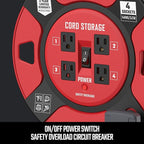 CRAFTSMAN Retractable Extension Cord Reel 1 Ft. with 4 Outlets, Cable Management & Heavy Duty 14AWG SJTW Cable