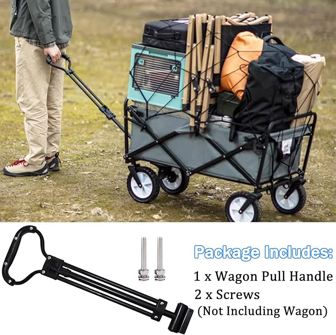 Garden Wagon Pull Handle, Camper Carts Grip for Outdoor Camping Trolley Replacement, Scalable, 1 Pcs
