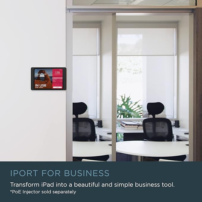 iPort Surface Mount System iPad Wall Mount – Slim & Secure Enclosure for iPad Pro 12.9" (5th Gen) | Built-in PoE Charging | Flush Aluminum Wall Dock for Smart Home & Commercial Use – White