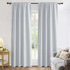 PONY DANCE Blackout Curtains for Bedroom 96 inches Long 2 Panels Set, Thermal Insulated Rod Pocket Black Out Window Drapes, Noise Reducing Window Treatment for Living Room(W52 x L96 inch, White)