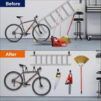 18 Pack Garage Hooks, Anti-Slip Coating, Hooks for Hanging Heavy Duty for Garages, Bicycles, Ladders, Gardening, Tools, Including 3 Organizing Straps