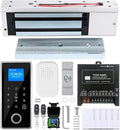 Waterproof Fingerprint Door Access Control System kit, Includes a 1200LB Magnetic Lock,RFID keypad, remotes, exit Button, Entry keypad, and a 110V AC to 12V DC Power Supply (Fingerprint-1200LB Kits)