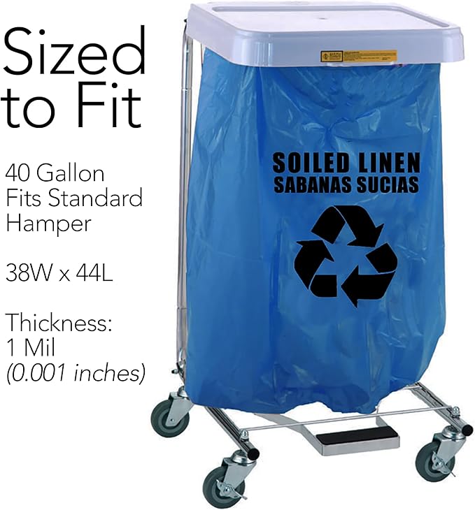 RESILIA Heavy Duty Soiled Linen Bags - Hospital Waste Disposal, Laundry Bag, Trash Liner, Sanitary Storage, OSHA Approved, 40 Gallon - 200 Bags, 38" W x 44" L, 1 Mil, 0.001 Inch, Made in the USA