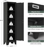 67''Farmhouse Metal Storage Cabinet with Barn Doors,Steel File Cabinet for Home Office,Kitchen Pantry 4 Adjustable Shelves,Freestanding Cupboard for Kitchen,HomeOffice (Black)