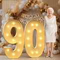 4FT Marquee Numbers 90, Large Light up Number 90 for Birthday Party Supplies, Sign, Backdrop, Happy 90th Birthday Decorations for 90 Years Old Women Men