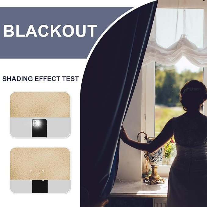 JIUZHEN Blackout Curtains for Bedroom– Thermal Insulated,Noise Reducing Room Darkening Privacy Drapes for Living Room, Set of 2 Panels with Tiebacks, 38 x 63 inch Long, Light Beige