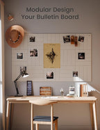 Felt Bulletin Board Tiles Large 48" x 36" Cork Board Alternative-12 Pack with 70 Adhesive Tabs, Thick Slat Wall Panels for Office Decor, Push Pin Board Wall Organizer Alternative -Oatmeal