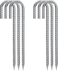 Rebar Stakes 12 Inch Galvanized, J Hook Rebar Stakes 6 Pack Ground Anchors for Tent Heavy Duty for Plants Anti-Rust Landscape Fabric Artificial Turf