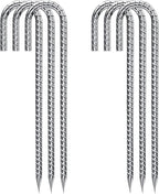 Rebar Stakes 12 Inch Galvanized, J Hook Rebar Stakes 6 Pack Ground Anchors for Tent Heavy Duty for Plants Anti-Rust Landscape Fabric Artificial Turf