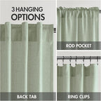 MIULEE Non-See-Through Privacy Linen Curtains 2 Panels, Sage Green Light Filtering Window Curtains 96 Inches Long, Farmhouse Textured Back Tab Semi Sheer Drapes for Bedroom Living Room, Light Green