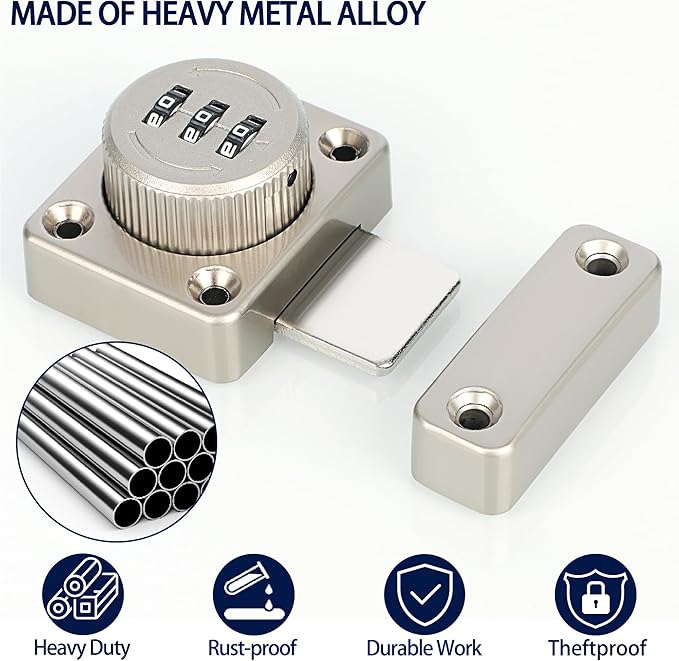 Alise Password Gate Latch Slide Bolt Latches Lock,Safety Double Sided Gate Hardware Locks,MSS002-S Silver