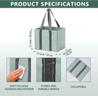VENO 3 Pack Reusable Grocery Bags, Shopping Bags for groceries, Utility Tote with Handles and Hard Bottom, Foldable Shopping Cart Organizer, Water Resistant, Heavy-Duty (Light Green, 6 Gallon)