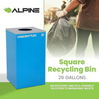 Alpine Circle Lid Industries 29 Gallon Sturdy Steel Cube Recycling Container, Square Opening - 3 Color Cans Available Sold Separately (Lid Circle Opening)