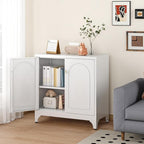 Metal Sideboard Buffet Cabinet with Storage,33 Inch Coffee Bar Cabinet with Adjustable Shelf, White Kitchen Sideboard Cabinets for Dining Room, Living Room