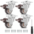 W B D WEIBIDA 2 Inch Casters Wheels Set of 4, Heavy Duty Plate Swivel Rubber Casters with Brakes, No-Noise TPR Rubber Wheels for Furniture, Tables, Boxes, Safe for Hardwood Floors & Carpets