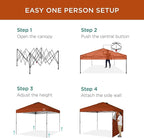 Best Choice Products 10x10ft Easy Pop Up Canopy w/Side Wall, 10 Pockets, Portable Carrying Case, 1-Button Setup, 4 Weight Bags - Rust