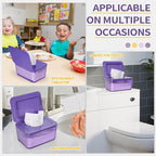 Wipes Dispenser, One-Handed Operation Wipe Holder for Baby & Adult, Seal-Designed Wipes Container for Bathroom Keep Diaper Wipes Fresh (Purple)