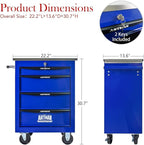 4-Drawer Heavy-Duty Rolling Tool Chest with Wheels & Steel Roof, Lockable Tool Chest Storage Cabinet for Garage, Workshop, Warehouse, and Repair Shop