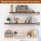 12 Inch Deep Floating Shelves for Wall 3 Pack Floating Shelfs Large Storage Space Wall Decor Display Shelf for Bathroom Living Room Bedroom Kitchen 48" W x 12" D x 1.2" H Rustic Brown