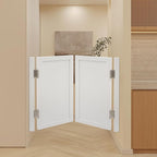 Solid Wood Interior Swing Door with Metal Hinges - Swinging Cafe Doors for Kitchen, Stairs, Bedroom Entrance & Partition (White, 39.37"X35.43")