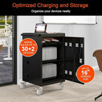 32 Devices Laptop Charging Cart, Tablet Storage Carts for Pad Up to 16.3" Screen Size, Classroom Computer Mobile Charging Station for Pads,Chromebooks,Laptops,Security Storage (Black)