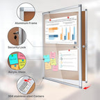 Enclosed Cork Bulletin Board Tamper-Proof Dispaly Case, Aluminium Frame, All-Weather Cork Noticeboard, Outdoor Enclosed Cork Board for School, Office, Restaurant, Hospital (38 X 28 Inches)
