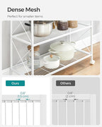 SONGMICS 3-Tier Metal Storage Rack with Wheels, Mesh Shelving Unit with X Side Frames, 31.5-Inch Width, for Entryway, Kitchen, Living Room, Bathroom, Industrial Style, White UBSC183W01