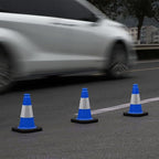 6 Pack 12" Inch Blue PVC Traffic Cones with Heavy-Duty Base, High-Visibility All-Weather Safety Cones for Road Construction, Parking Lot, and Garage Use (6, Blue, 12" Small)