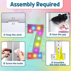 imprsv 4FT Colorful Marquee Numbers,18 Colors with Remote, Light Up Numbers 7 for 7th 70th Birthday Decorations Anniversary Party Decor, Pre-Cut Foam Board Kit, Mosaic Sign for Balloon