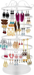 6 Tier 360 Rotating Earring Holder Organizer Stand, Jewelry Tree Rack, 264 Holes Display Storage for Stud Hoop Earrings, Vintage Metal Design, Space Saving Table Decor