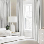 MIULEE 100% Blackout Linen Textured Curtains for Bedroom Solid Thermal Insulated Heathered White Grommet Room Darkening Curtains & Drapes Luxury Decor for Living Room Nursery 52 x 108 Inch (2 Panels)