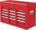 Winado 24" Portable Tool Box, 5 Drawers & Top Storage Tray Tool Box with Drawers, Lockable Metal Tool Chest Cabinet for Garage, Warehouse, Repair Shop & Home, Red