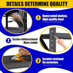 7000LBS Garage Shelving Heavy Duty, 4-Tier Metal Shelving Unit, Large Adjustable Garage shelves, Easy Assembly Utility Storage Rack Shelf for Warehouse, Basement, Pantry, 70” H×48” W×24” D, Black
