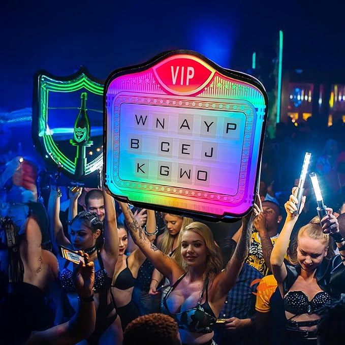 LED Handheld Bottle Service Display Sign,LED Letter Bottle Presenter,Bottle Service Lights Sign with 4 Set Letters & 1 Set Number,Nightclub LED Bottle Presenter for Home Decor, Birthday Parties,(VIP)
