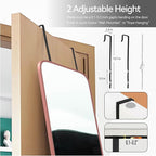 57x20 Door Hanging Full Length Mirror, Floor Stand (Height 5.7ft just Body in1.3ft) Wall Mounted Metal Frame Rectangle Dressing Mirrors for Bedroom Room 57 inch Pink Rose Gold