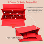 Doxo Purse Organizer Insert, Felt Tote Organizer with Zipper, Bag Insert Organizer Perfect for Lv Onthego MM 35 & D Medium Book Tote Bag (Red-With Cover)