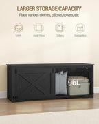 47.2" Storage Chest, Large Storage Trunk with 2 Hinges, Farmhouse Wooden Box Bench, Lift-Top Organizer Chest, Entryway Trunk for Bedroom, Living Room, Black SB12104X