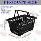 Macarrie 12 Pcs Shopping Baskets, 20 L Plastic Baskets with Handles, 16.9 x 11.8 x 9.1 Inches, Sturdy, Black