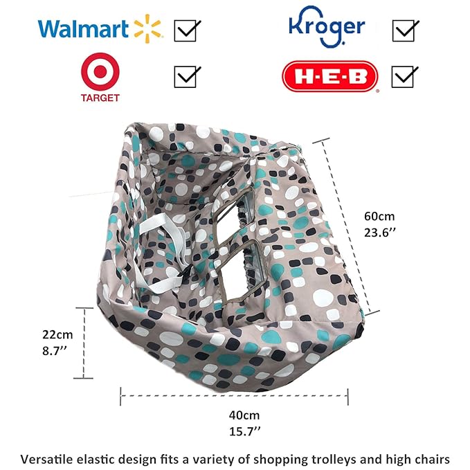 Pozico 2-in-1 Shopping Cart Cover for Baby – High Chair Cover, Grocery Cart Cover, Machine Washable with Portable Cloth Bag – Baby Cart Seat Cover for Boys & Girls – Bluepoint Design