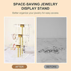 3-Tier Necklace Holder Bracelet Holder, Gold Acrylic Jewelry Display Stand Crystal T Bar Jewelry Organizer Gift for Women