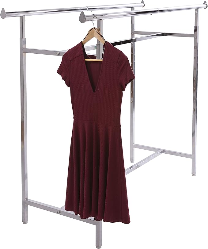 Econoco - Adjustable Double Bar Rectangular Hangrail Rack in Chrome