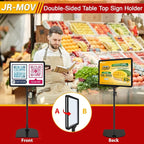 Sign Stand Holder for Table, Adjustable Floor Standing Sign Holders 8.5 x 11 for Display Vertical Horizontal View, Double-Sided Tabletop Poster Stand for Retail Event Advertising, 4 Pack