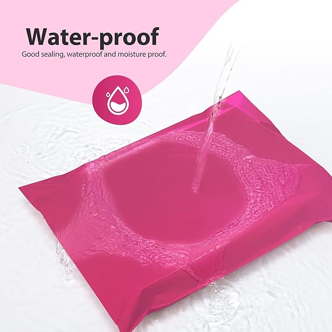 Fuxury Poly Mailers 12x15.5 Inch 500 Pcs, Bulk Shipping Bags for Clothing, Strong Adhesive Shipping Envelopes for Small Business Suppliers,Waterproof Mailers Poly Bags Mailing Envelopes Pink
