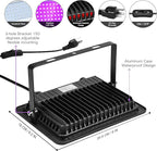 2 Pack 100W LED Black Light, Blacklight Flood Light with Plug and Switch, IP66 Waterproof Neon Glow for Party, Halloween, Fluorescent Poster, Body Paint, Aquarium